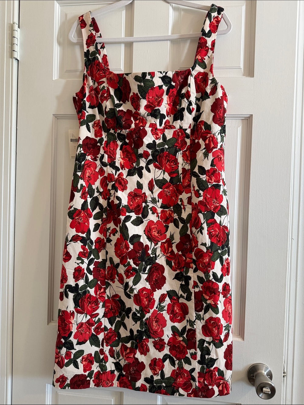 Maeve Sleeveless Square Neck Knee Length Dress Red Floral Pattern
